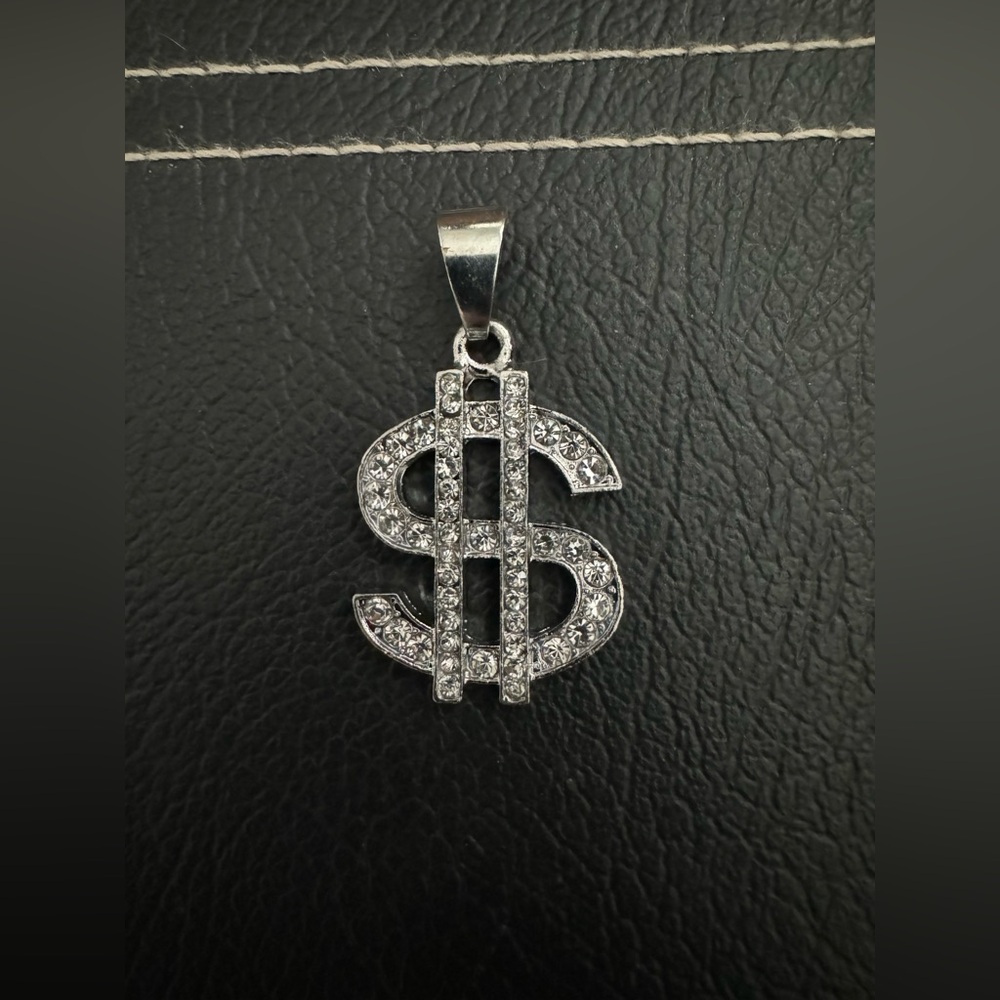 Rhinestone Money Sign Necklace
